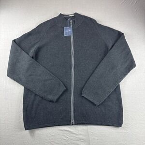 Indigo Palms Zip Up Sweatshirt Mens XL Gray Ribbed Sweater Preppy Grandpa NEW